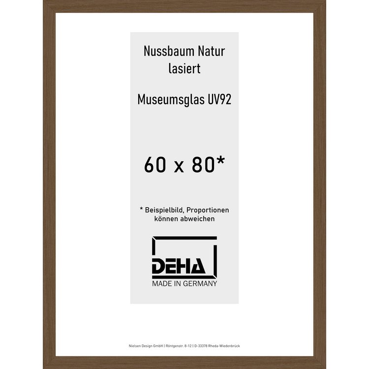 Holz-Bilderrahmen Deha A 25 60 x 80 Nussbaum Natur lasiert M.UV92 0A25MG-027-NUNL