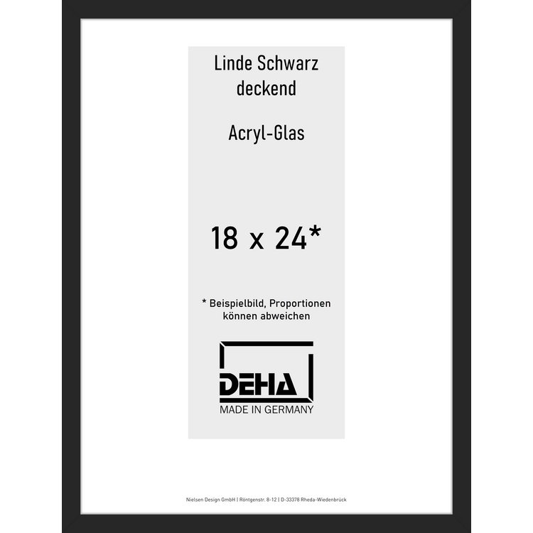 Distanzbilderrahmen Deha A 30 18 x 24 Linde Schwarz deckend Acryl 0A30AG-006-930512