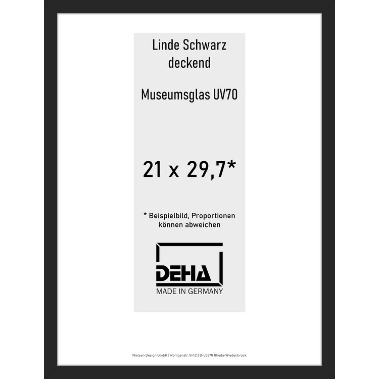 Distanzbilderrahmen Deha A 30 21 x 29,7 Linde Schwarz deckend M.UV70 0A30M6-001-930512