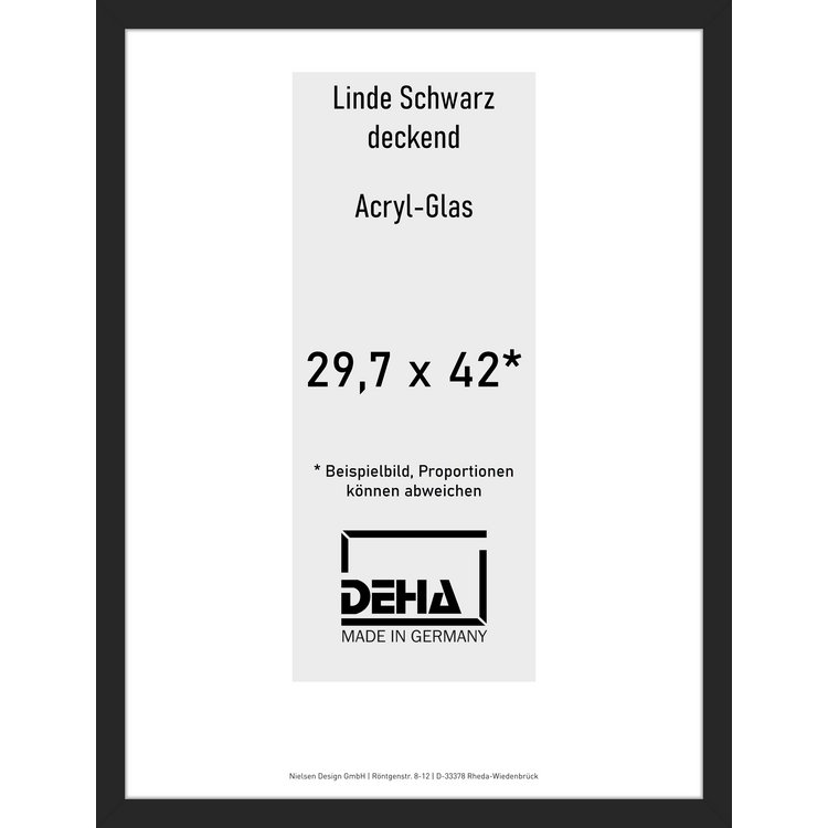 Distanzbilderrahmen Deha A 30 29,7 x 42 Linde Schwarz deckend Acryl 0A30AG-002-930512