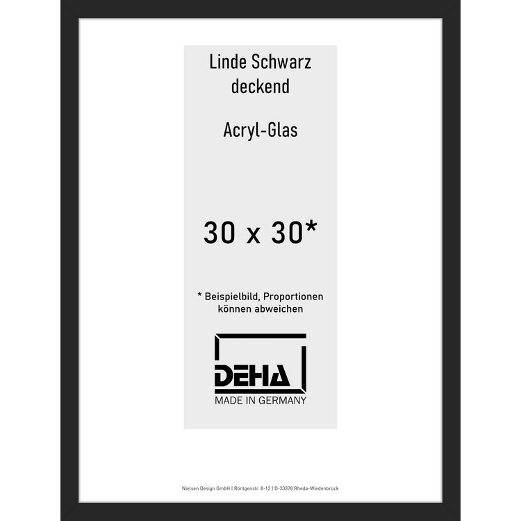 Distanzbilderrahmen Deha A 30 30 x 30 Linde Schwarz deckend Acryl 0A30AG-010-930512