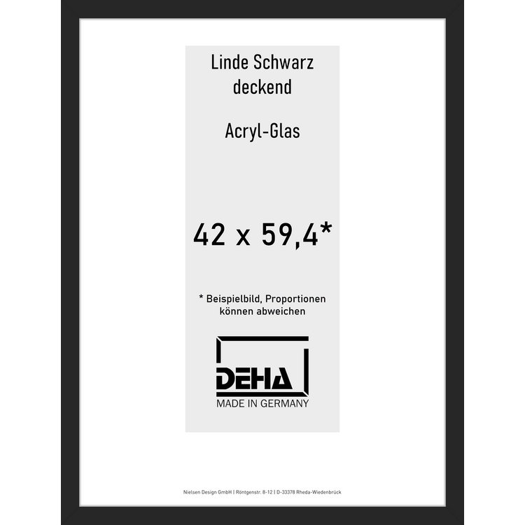 Distanzbilderrahmen Deha A 30 42 x 59,4 Linde Schwarz deckend Acryl 0A30AG-003-930512