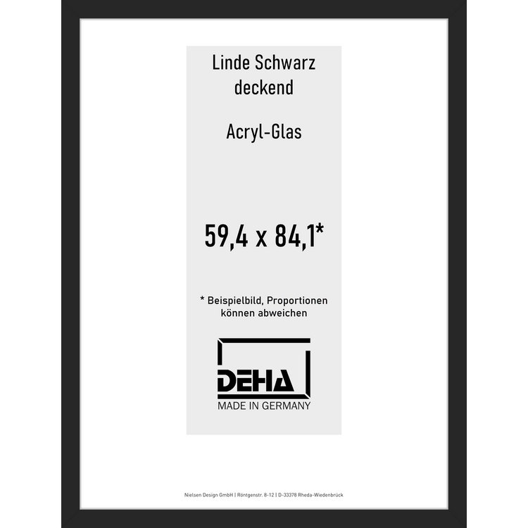 Distanzbilderrahmen Deha A 30 59,4 x 84,1 Linde Schwarz deckend Acryl 0A30AG-004-930512